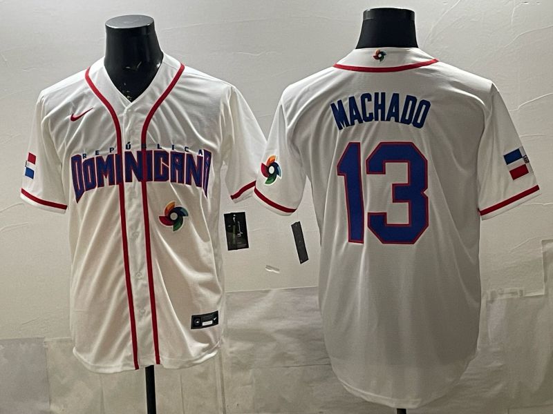 Men 2026 World Cub #13 Machado White Game Nike MLB Jersey style 008->more jerseys->MLB Jersey